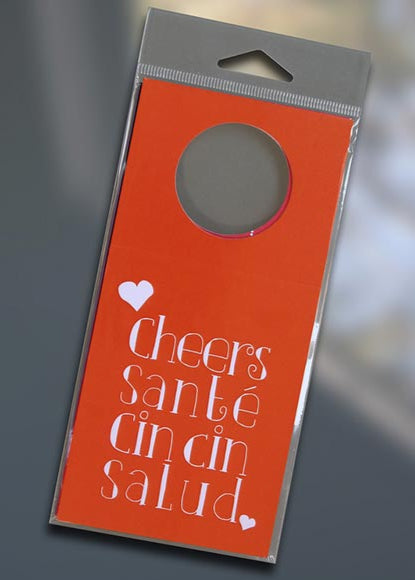 Cheers Wine Bottle Tag - Sky of Blue Cards - $5.00 for 3 tags