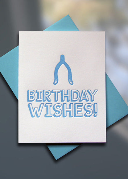 Wish Bone Letterpress Birthday Card - Sky of Blue Cards - $4.50 single